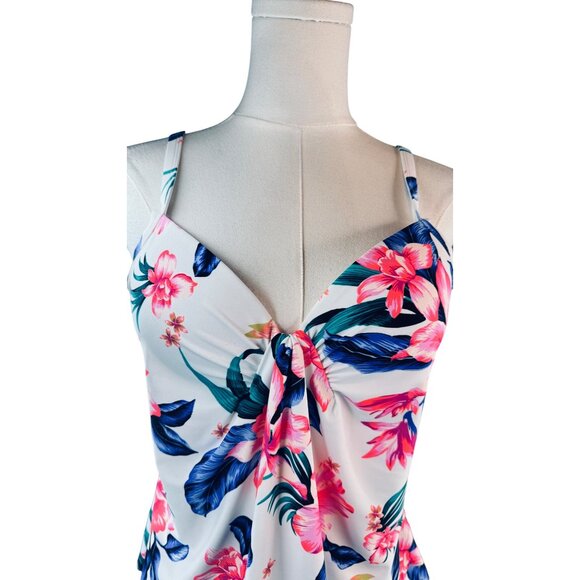 2/$30 NWT Island Escape Size 6 Floral Print Swimsuit Tankini Top Underwire - Picture 10 of 16